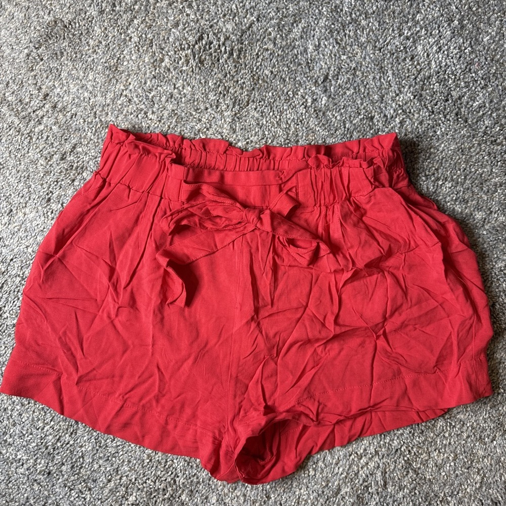 Ambiance Apparel Women's Elastic Waist Shorts Red Size L